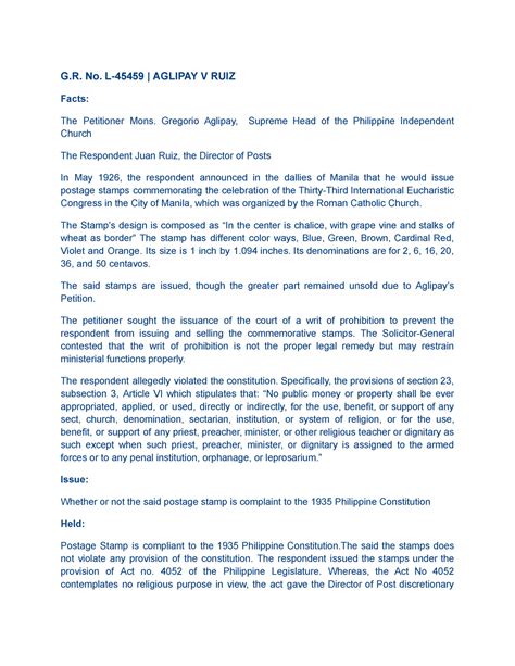 Aglipay v. Ruiz G.R. No. L.